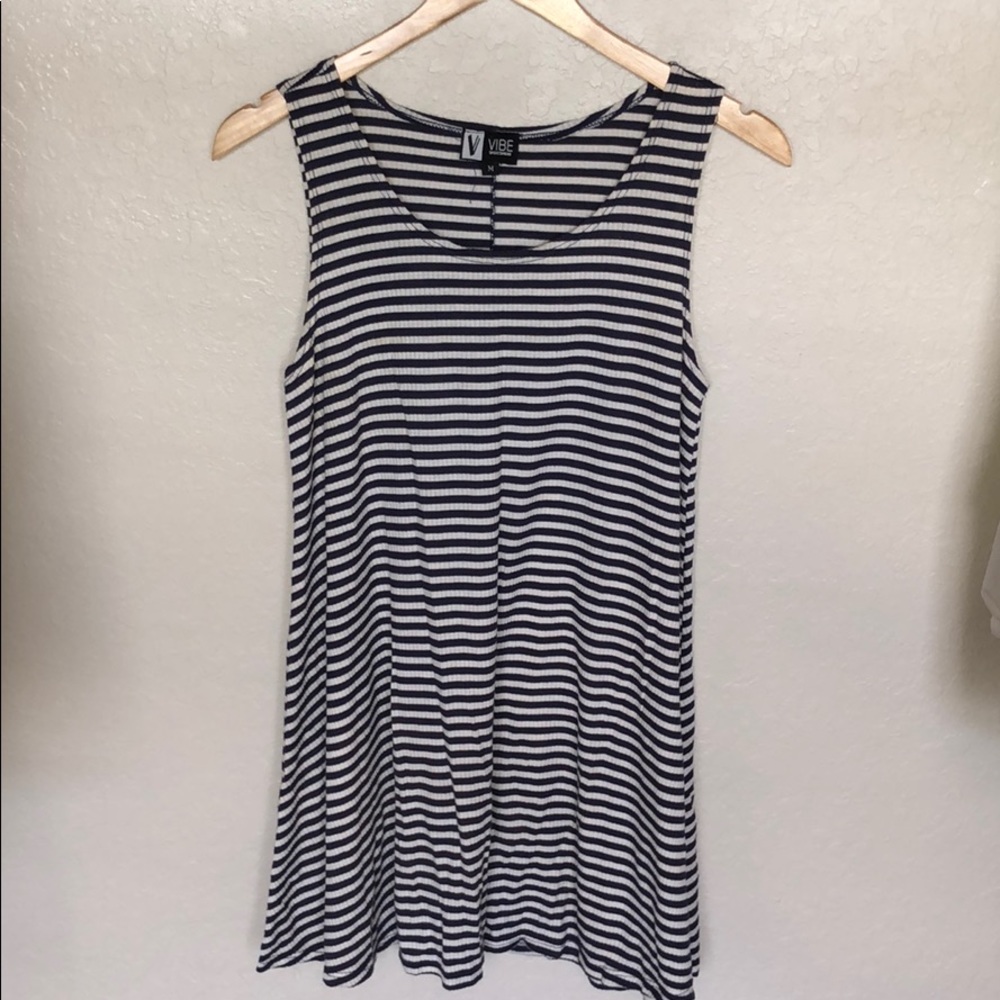 Blue and White Striped Dress